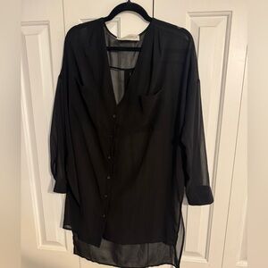 Gypsy Warrior Black Sheer Button-Up Blouse